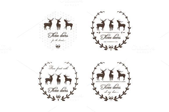Vintage Labels Collection With Deers
