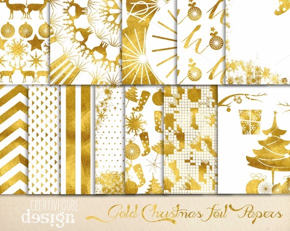 Christmas Gold Foil Digital Paper