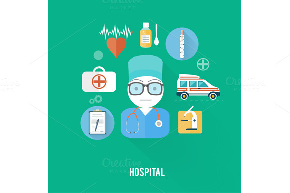 Hospital Concept With Item Icons