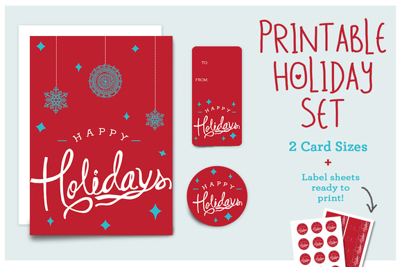 Happy Holidays Printable Set