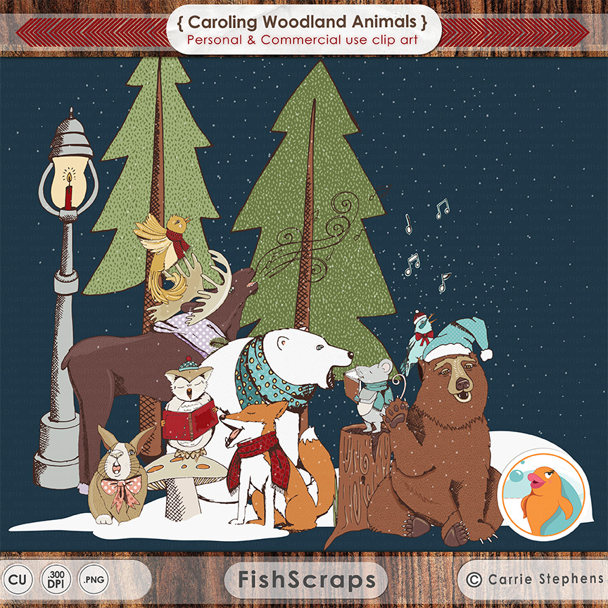 Christmas Caroling Woodland Animals ~ Illustrations on Creative Market