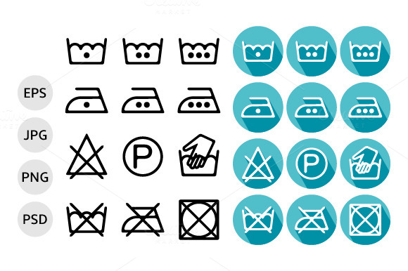 Set Of Instruction Washing Icons