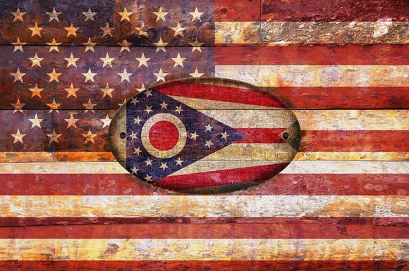 USA And Ohio Flags