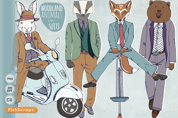 Woodland Animals In Suits ClipArt Woodland Animals In Suits ClipArt