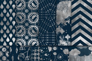 Digital Navy and Silver Paper