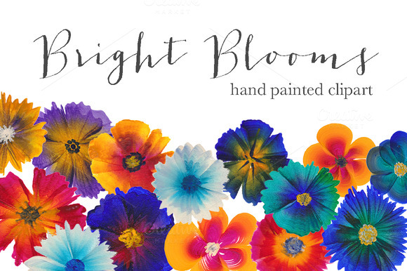 Hand Painted Clipart Bright Blooms