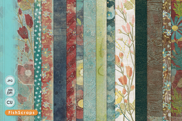 Fall Floral Digital Papers Texture