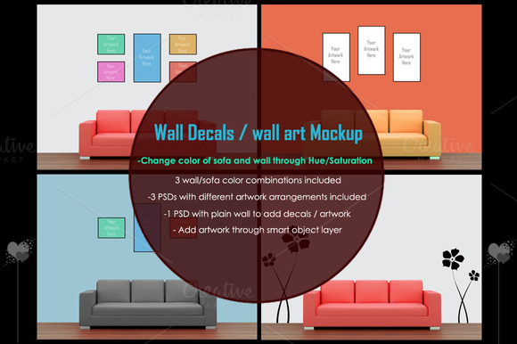 Wall art / decals / poster Mockup v1 ~ Product Mockups on Creative Market