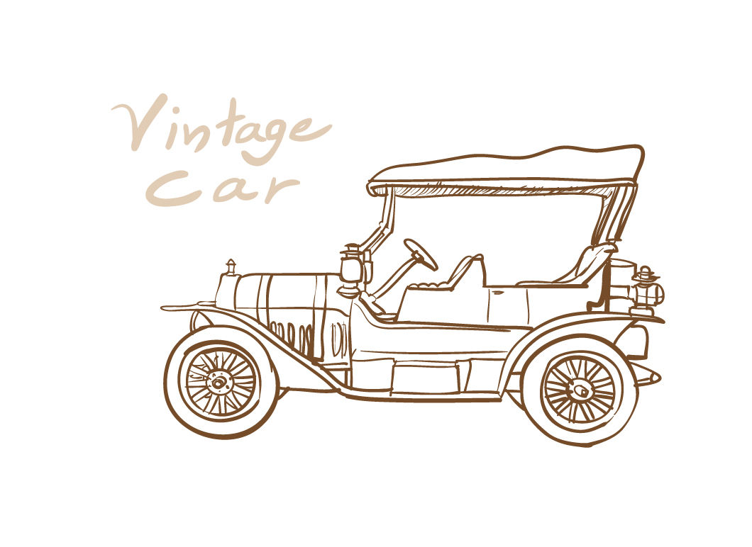 Drawing of old vintage car ~ Illustrations on Creative Market