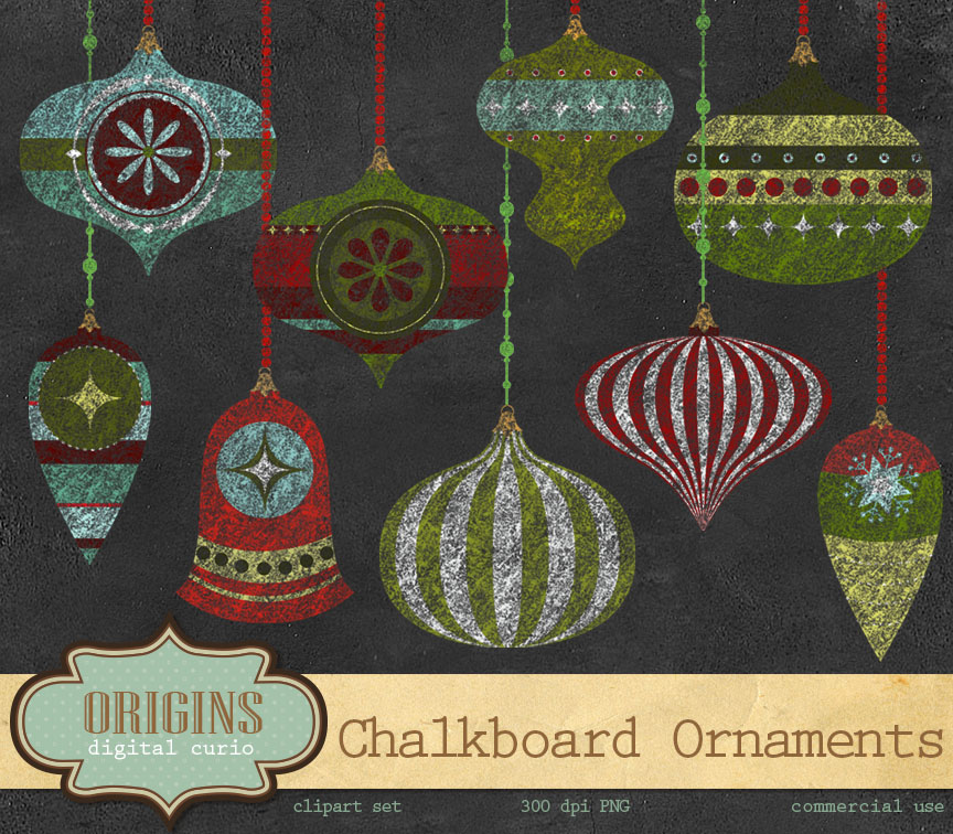 Chalkboard Christmas Ornaments Illustrations on Creative Market