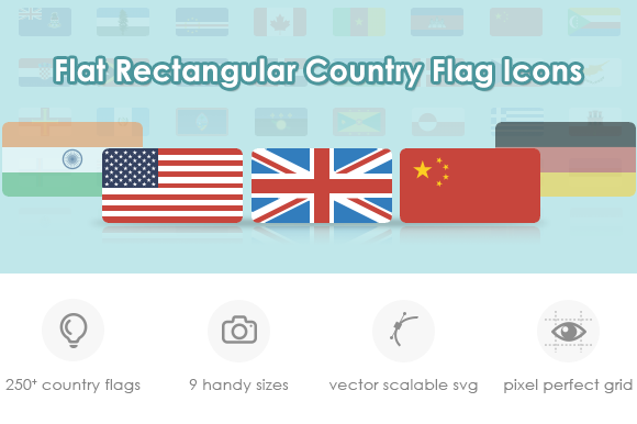 253 Flat Rectangular Flag Icon Set