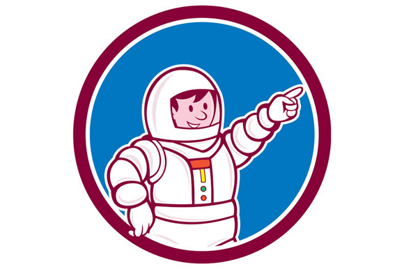 Astronaut Pointing Front Circle