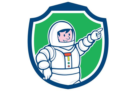 Astronaut Pointing Front Shield