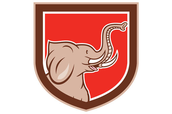 Elephant Head Side Shield Cartoon