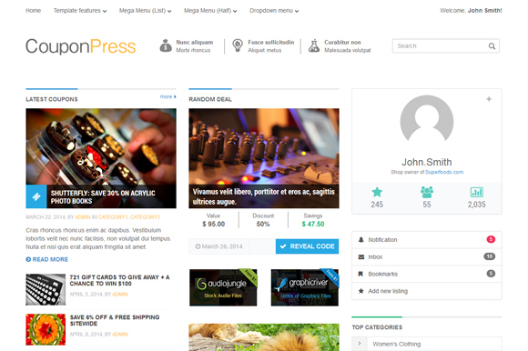 CouponPress [HTML] ~ HTML/CSS Themes on Creative Market