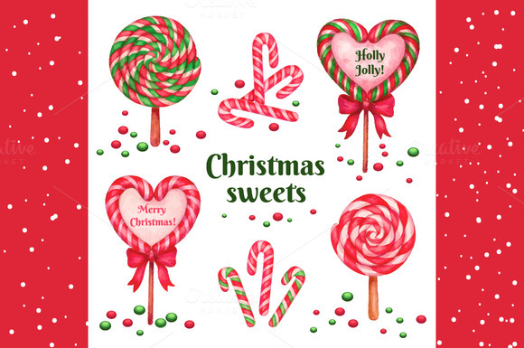 Christams Sweets Watercolor Vector