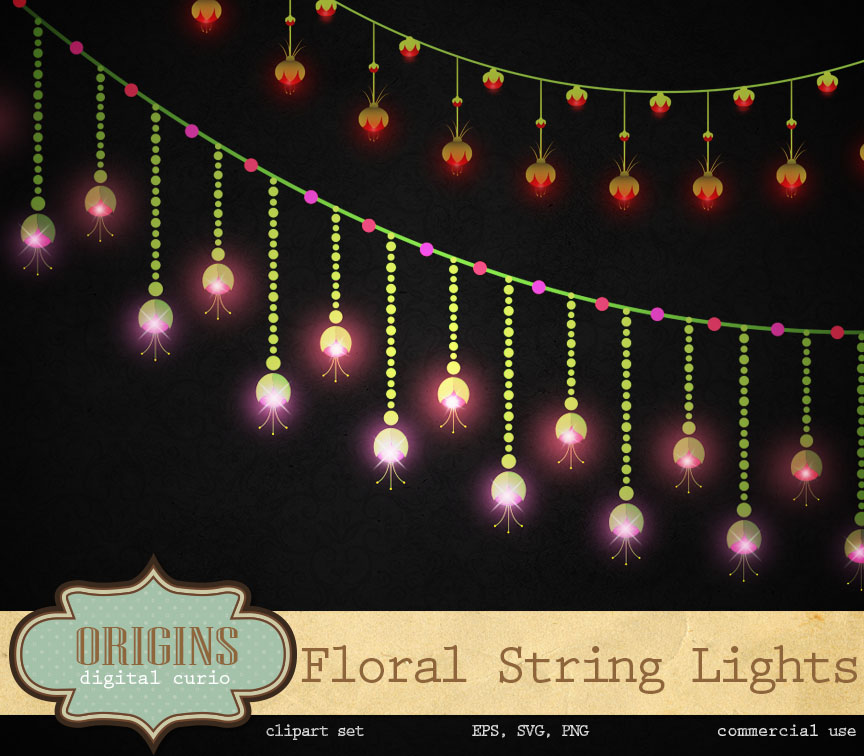 Floral String Lights Clipart ~ Illustrations on Creative Market