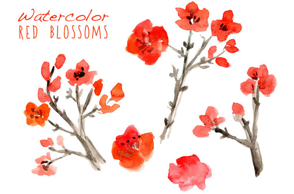 Watercolor Cherry Blossoms