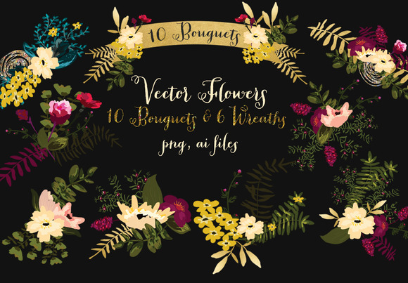 Vector Bouquets And Wreaths