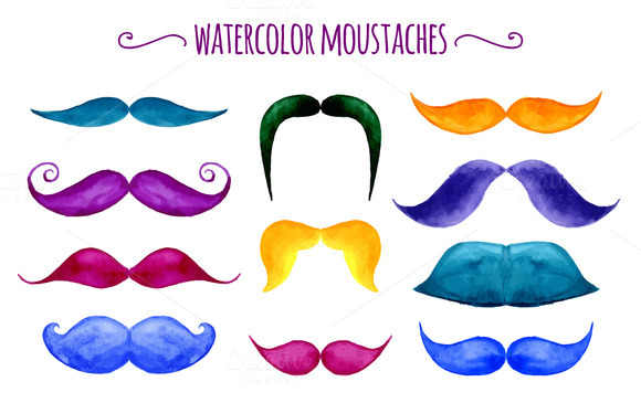 Watercolor Vector Moustaches