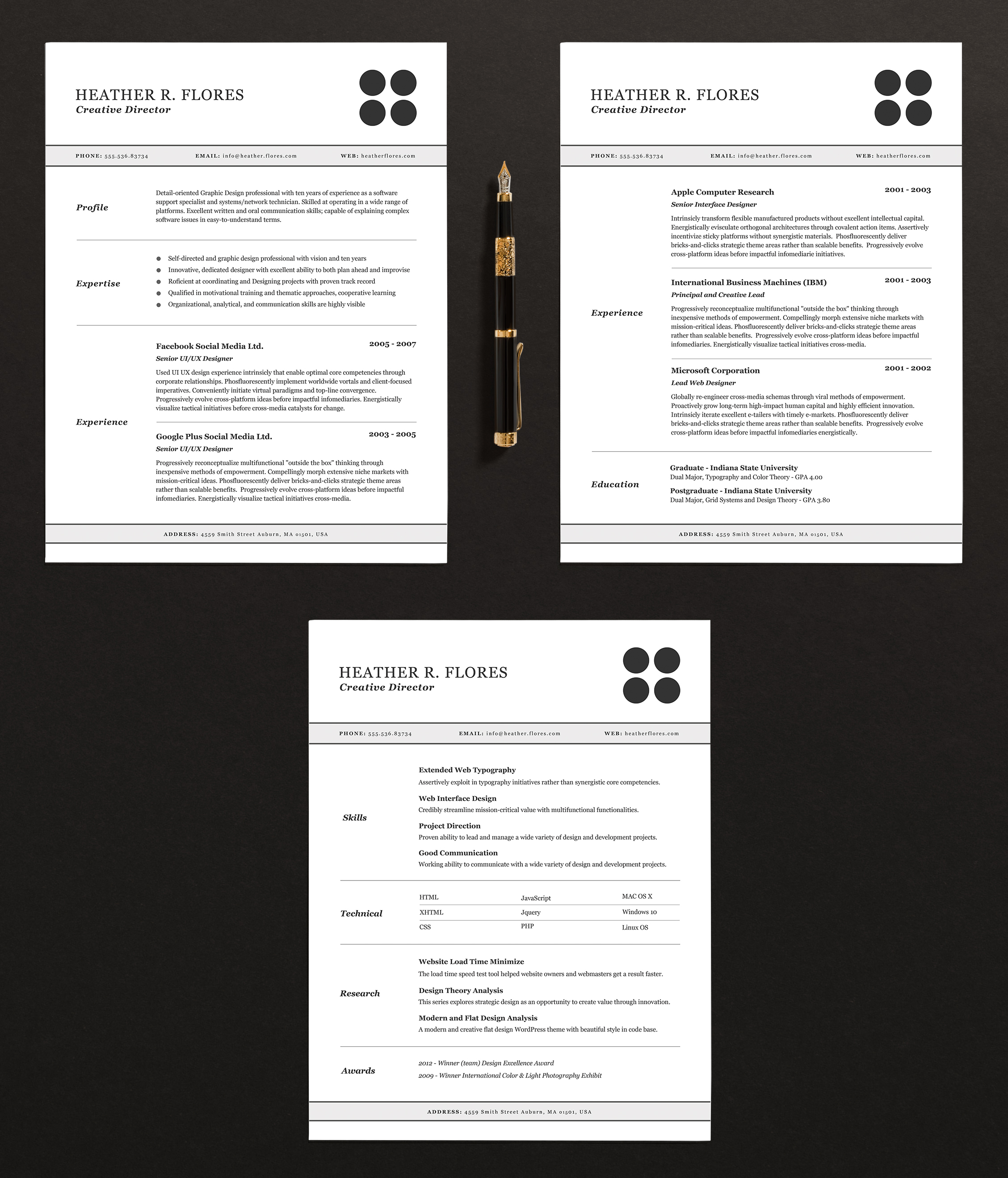 3-pages-resume-cv-template-full-set-resume-templates-on-creative-market