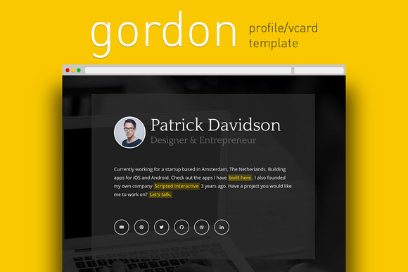 Gordon Profile Vcard Template