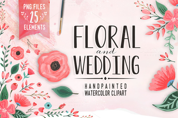Floral And Wedding Watecolor Clipart