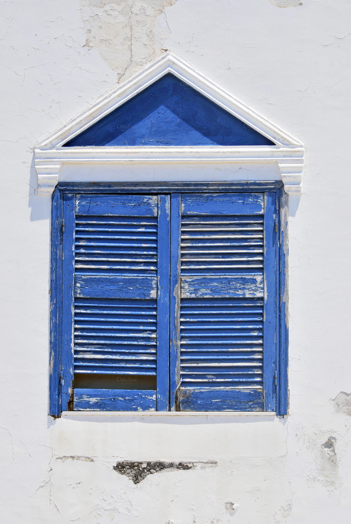 Greece, blue window in Santorini. Architecture Photos on Creative Market
