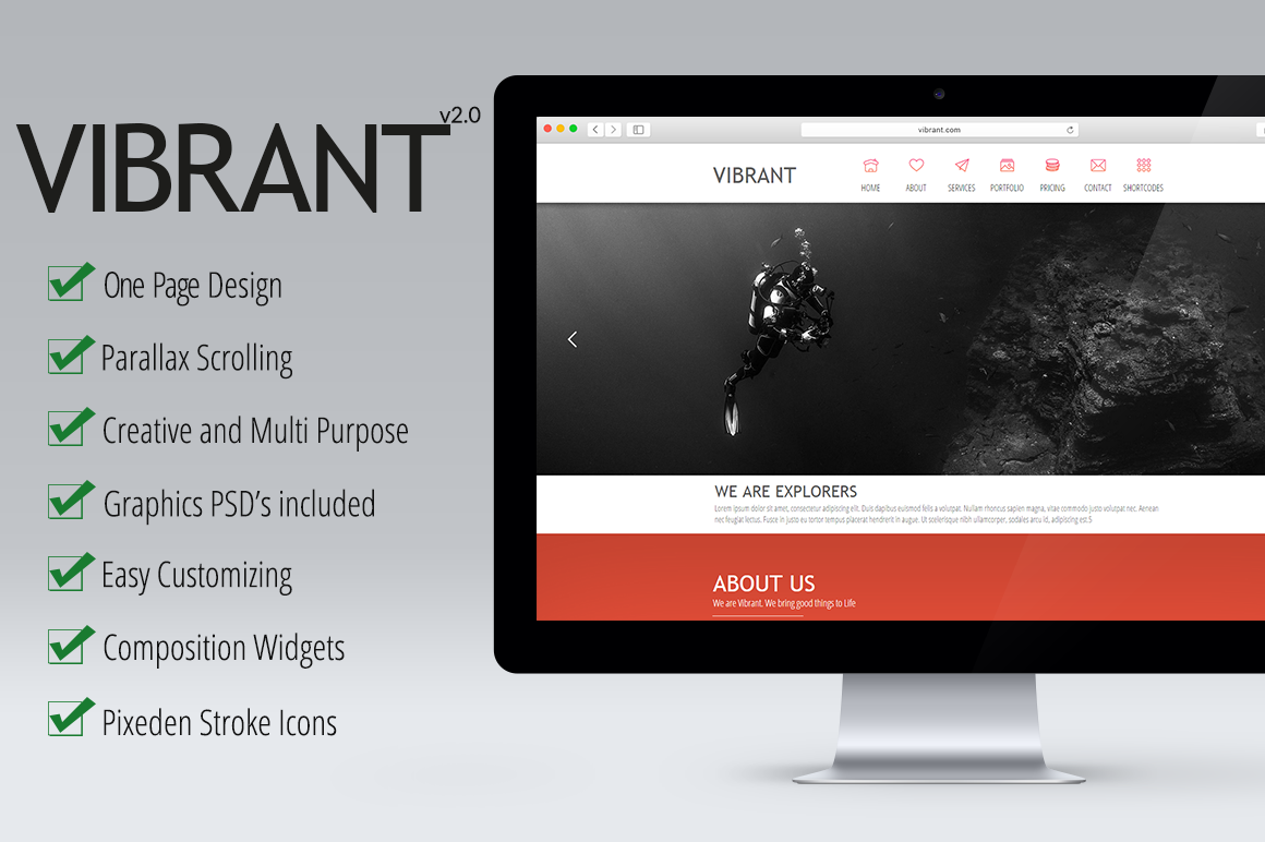 photography onepage theme on OnePage Themes Creative Vibrant Muse  ~ Temp Parallax