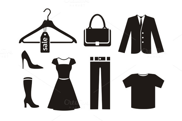 Clothes Icon Set In Black