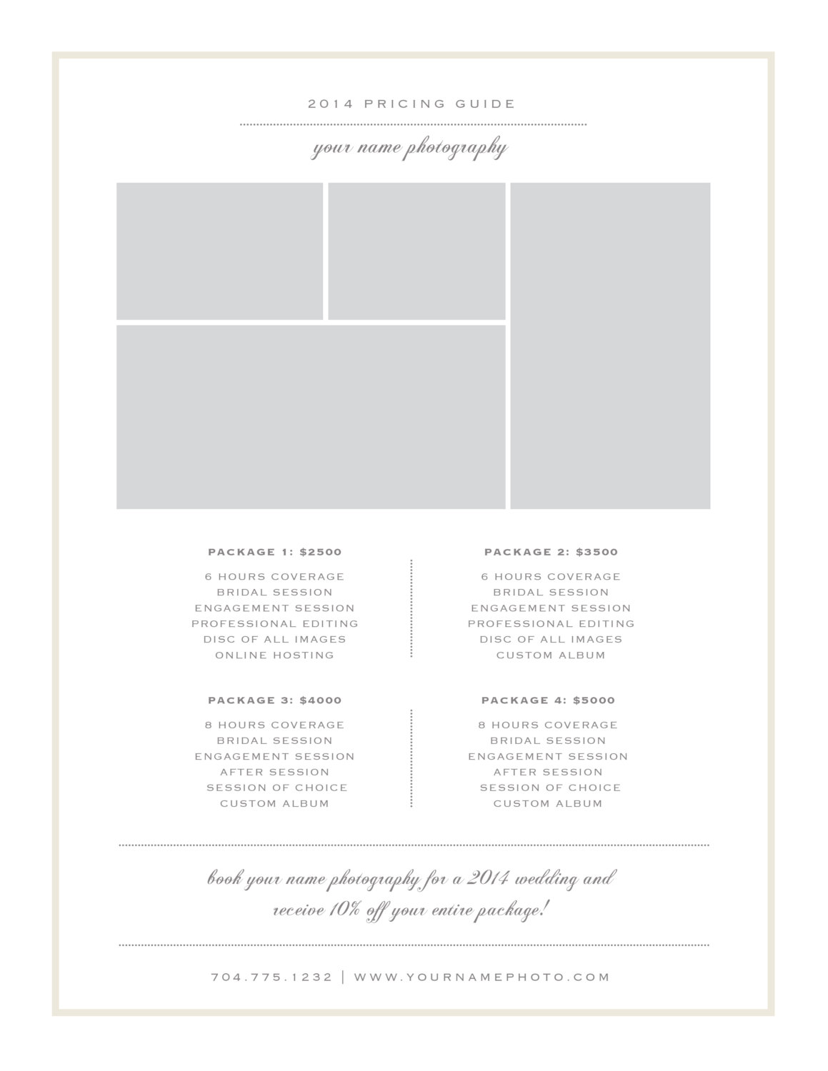 photography price list template free download