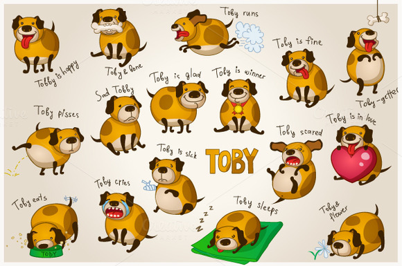 Cute Cartoon Dog Toby