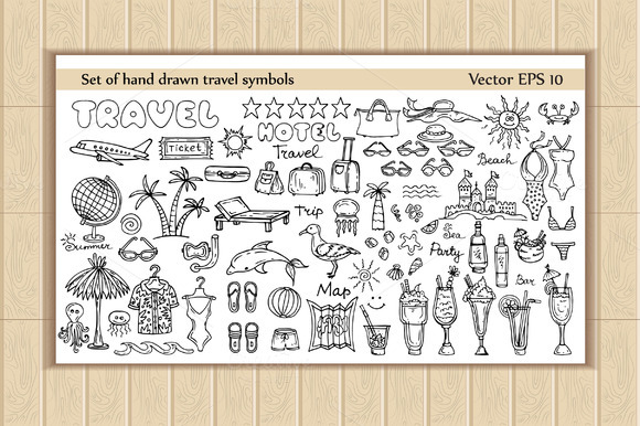 Set Of Hand Drawn Travel Symbols