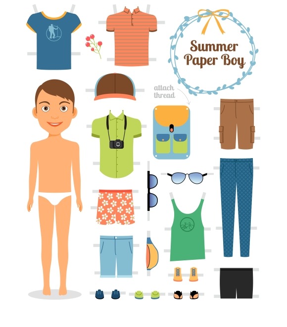 Paper Doll Boy In Summer Clothes