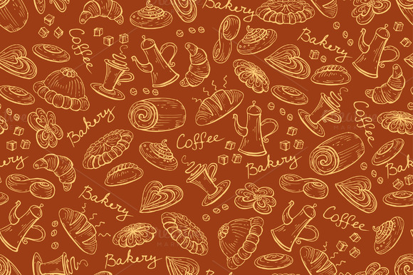 Pattern With Bread Bakery Products