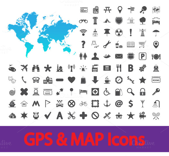Navigation Map Icons Set