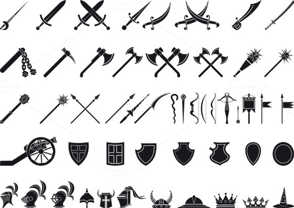 Large Set Of Medieval Weapons