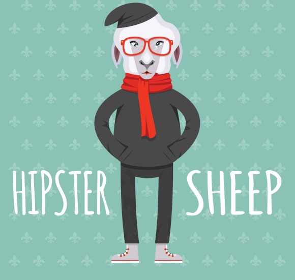 Cartooned Hipster Sheep