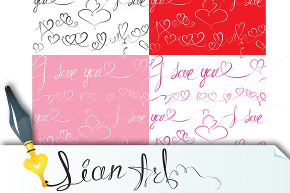 Set Of Seamless Patterns With Hearts