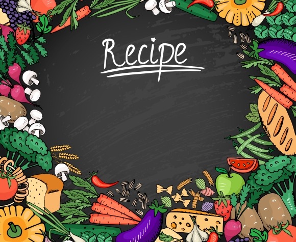 Food Recipe On Black Chalkboard