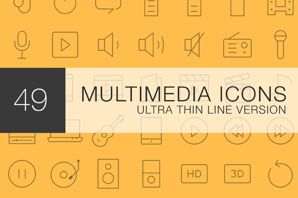 Multimedia Ultra Line Icon Set