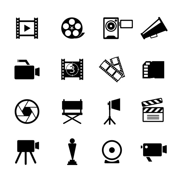 Simple Black And White Video Icons