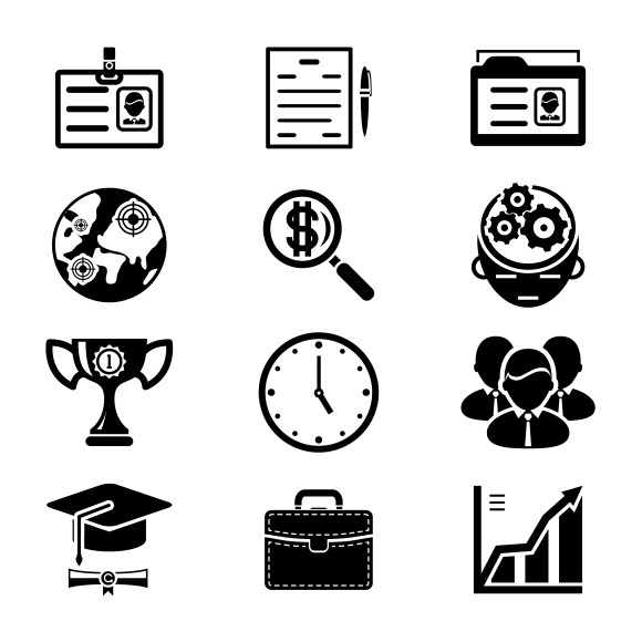 Black Silhouette Business Icons