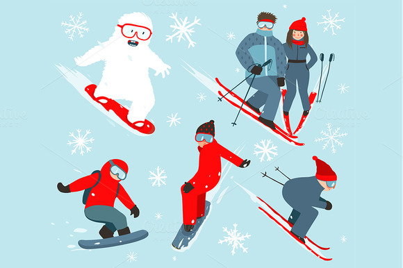 Skier And Snowboarder Winter Sport