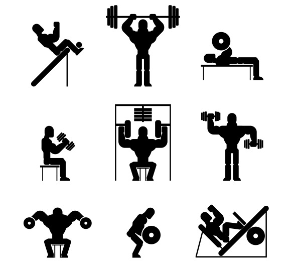 Bodybuilding And Weightlifting Icons