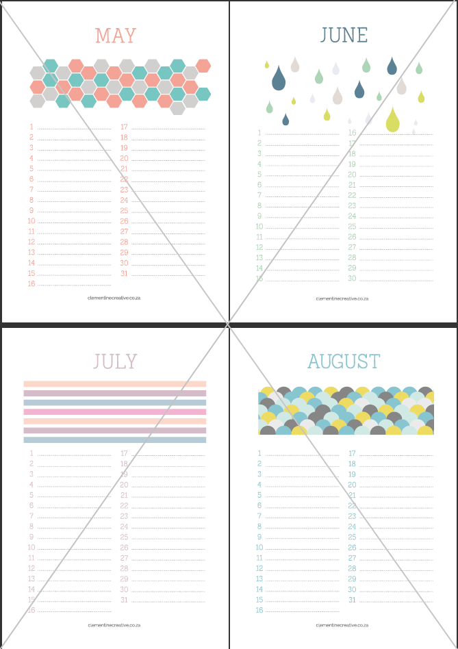 Birthday Calendar - Patterns ~ Stationery Templates on Creative Market