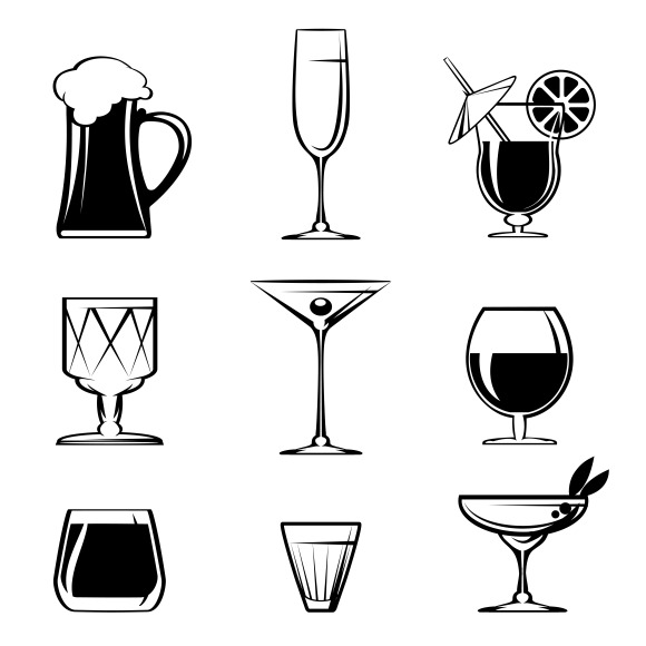 Silhouette Beverage Glass Icons