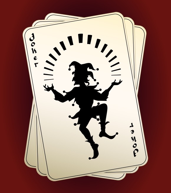 Joker Silhouette On Playing Cards