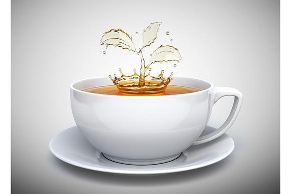 Splash Of The Tea In Form Of A Plant