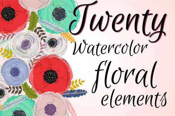 Watercolor Floral Elements Vector